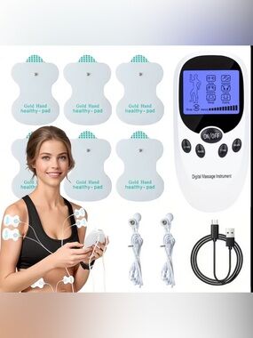 (3) - Portable Muscle Recovery Massager Device with 8 Pads